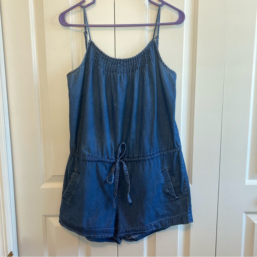 Denim Chambray Romper - Blue
